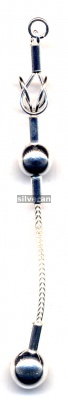 Sterling Silver Car Key Holder - Silver Tassel - Sterling Silver Ponpon