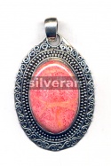 Silver Red Bamboo Coral Pendant