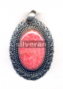 Silver Red Bamboo Coral Pendant