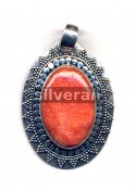 Silver Red Bamboo Coral Pendant